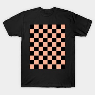 Burlywood and Black Chessboard Pattern T-Shirt